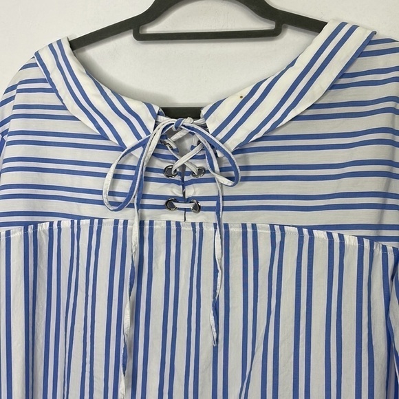 Zara oversized stripes lace back blouse - Picture 6 of 7